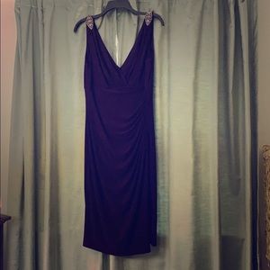 Rich purple evening dress/jeweled shoulder straps